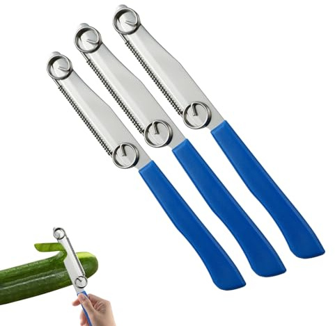 Kaezuy Schnell Schneide Messer, 3-in-1 Multifunktions Obstmesser, Schneidemesser mit Verstellbarer Feder, Karotten Schneider aus Edelstahl, Obstschälmesser, Gemüseschneider (3)