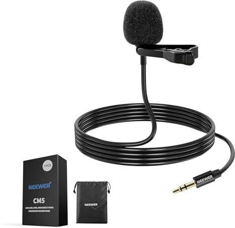 NEEWER Lavalier Mikrofon, omnidirektionales Kondensator Ansteckmikrofon, kabelgebunden, für die Bühne YouTube Live Streaming kompatibel mit Rode Wireless GO II 2 DJI Wireless Mic Transmitter CM5