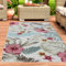 CARPETIA Wetterfester Wohnzimmerteppich mit Natur und für Balkon Garten Camping pflegeleicht Kurzflor Wohnzimmer Esszimmer Creme bunt 120 x 170 cm