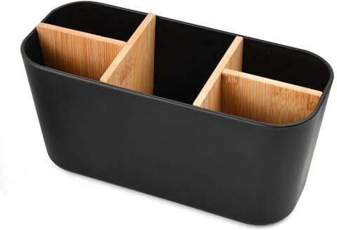 Dewocke Zahnbürstenhalter aus Kunststoff, 5-Fächer Badezimmer Organizer, Zahnbürstenständer mit Abnehmbaren Trennwänden, 21 x 9 x 10cm, für Bürobedarf und Badezimmer-Accessoires