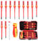 13 Piezas Juego Destornilladores, Destornilladores Electricista con Caja de Almacenamiento, Juego Destornilladores Profesionales con Punta Magnética, para Industria de Maquinaria