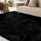 XSIVOD Flauschig Hochflor Teppich Schwarz, Waschbarer Teppich 140x200 Wohnzimmer Anti Rutsch Extra Große Teppiche Schlafzimmer Weich Moderne Teppiche Matte Teppichen für Kinderzimmer