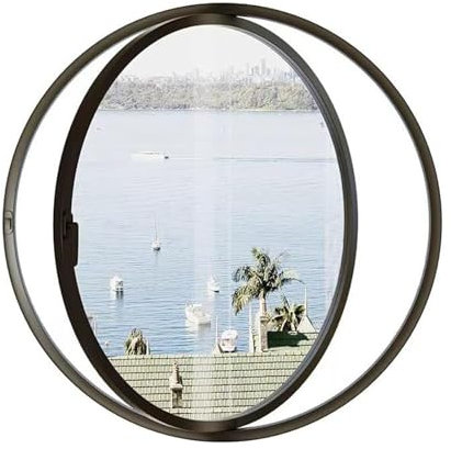 Finestre a Battenti Finestra In Vetro Temperato Girevole A 360°, Finestra Di Ventilazione Sostitutiva Per Soffitta, Finestre Rotonde Da 60, 70, 80 E 100 Cm Per Capannoni, Ristoranti, Negozi(Black,100