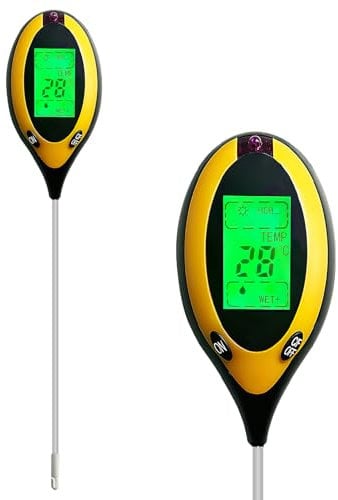 Soil Moisture Meter Plant 4-In-1, Soil Ph Tester Temperature/Light/Ph/Moisture With Stainless Steel Probe Digital Soil Testing Kit Plant Watering Indicator For Gardening Lawn Farming Outdoor Indoor