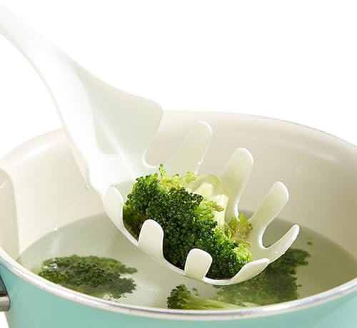 Cuchara para espaguetis, tenedor de pasta con alto agarre, servidor de albóndigas térmico, mango ergonómico, cuchara de pasta con diseño de dientes profundos, multiusos, utensilio para comidas