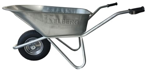 Kelberg Schubkarre Agro 130L verzinkt – Profi-Schubkarre für Garten, Hof & Baustelle 130 Liter bis 200 kg belastbar Luftreifen mit Stahlfelge 1 Rad 400-8 Silber