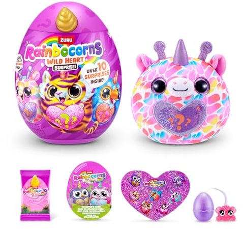 Rainbocorns Wild Heart Surprise (Giraffe) by ZURU – Collectible Plush Toy with Surprises, Mystery Egg for Girls & Boys Ages 3+