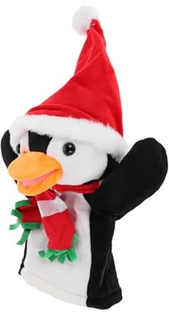 Milisten Christmas Penguin Hand Puppet Cute Plush Finger Puppets Holiday-themed Animal Character Boys and Girls Toys for Interactive Storytelling and Parent-boy Girl Games