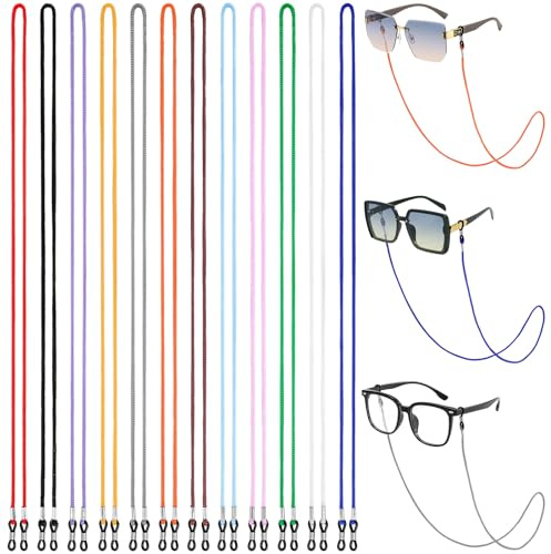 BILIONE Lot de 12 cordons de lunettes en nylon pour femmes, hommes et enfants - Porte-lunettes autour du cou