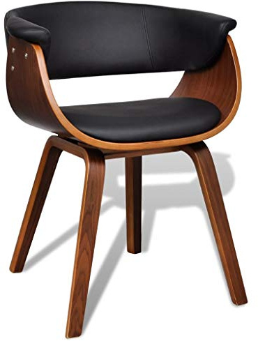 QJBSAVVA Esszimmerstuhl aus Bugholz mit Kunstleder Bezug 59.5 x 51 x 72 cm Bequemer gepolsterter Sessel für Küche Esszimmer und Wohnbereich