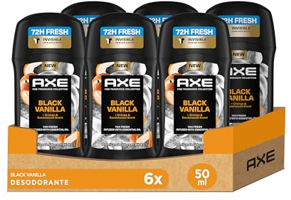 Axe Lot de 6 déodorants en stick vanille noire, orange et bois de santal, 50 ml