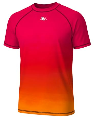 Arankhiger Herren Schwimmshirt Kurzarm UV Schutz T-Shirt Schnelltrocknend Rashguard Sport Shirt
