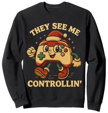 Manette de Père Noël Amusante Gamer Rétro Noël Gaming Humour Sweatshirt