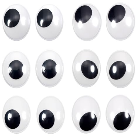 TOAOB 100 Stück Wackelaugen Selbstklebend Oval Groß 40 mm Kunststoff Runde | Runde Größe Mischgröße Kulleraugen Selbstklebend Wiggle Googly Augen Puppe Augen Aufkleber für DIY Scrapbooking Handwerk