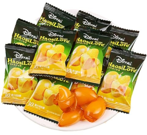 DAMAICHUHAI Peelable Mango Gummy Candy, 500g Approx. 55 Pieces, Sharing Sweets for Parties, Travel and Everyday Snacking