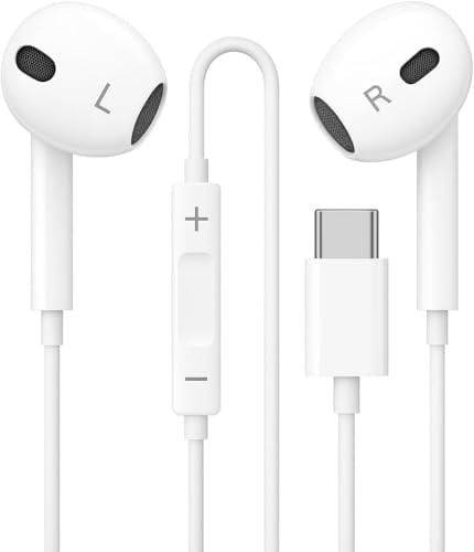 iPhone17 16 15 Kopfhörer mit Kabel, USB C Kabelkopfhörer für iPhone 15 16 17 Plus/Pro/Max/Air, Ohrhörer HiFi Stereo mit Mikrofon & Lautstärkeregler für iPad Pro Mini/Samsung S25 S24 Ultra/Pixel