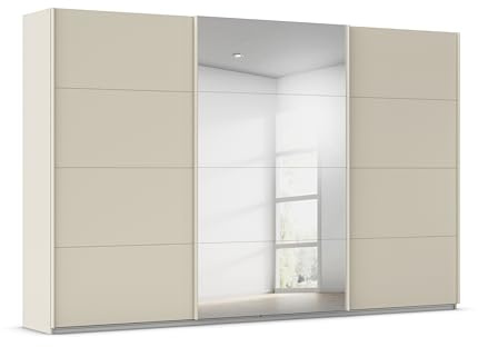Rauch Möbel KULMBACH, Schwebetürenschrank, Farbe Beige, Breite 360 cm | Kleiderschrank mit Schwebetüren, Schiebetüren, 3-türig, mit Spiegel, Zubehör Premium, Schlafzimmer, Jugendzimmer, Garderobe