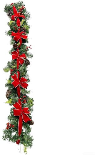 Guirnalda de franela para decoración de puerta de Navidad, barandilla de escalera, uso de mesa con estilo festivo de vacaciones (1.8)