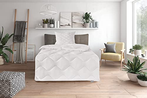 Traumnacht Cozy - Bettenset Leicht, 1 x Bettdecke 135 x 200 Set und 1 x Kopfkissen 80 x 80 cm, Öko Tex zertifiziert, weiß, entwickelt in Deutschland