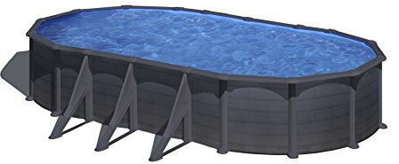 Piscina Gre KIT730GF Kea - Piscina fuori terra in acciaio, ovale, colore grafite. Piscine smontabili per giardino.. 730 x 375 x 120 cm.
