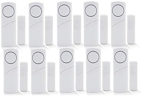 Door/Window Security Alarm Doorbell - Wireless Security Magnetic Sensor Home Burglar Alarm System Loud 90 dB, Guardian Protector, for Home Office School Cars Sheds Store Hotel Motorhome Security (10)