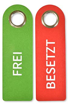 5 x 2 FREI BESETZT Türgriffschilder aus Poly-Filz - 27 x 8,5cm - Grün/rot - Metall-Schutzring 3,5cm Durchmesser - Badezimmer Schlafzimmer - Statusanzeiger - Vielseitig einsetzbar - SynMe Germany