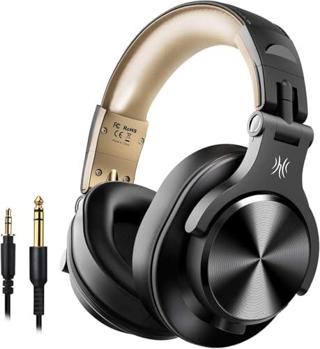 OneOdio A70 Cuffie Bluetooth Over Ear, Cuffie Cablate e Wireless Stereo con Microfono, 72 Ore di Riproduzione, CVC 8.0, Jack 3,5 mm e 6,35 mm, Pieghevole, Cuffie per DJ, Chitarra, Cellulare, PC, Ore