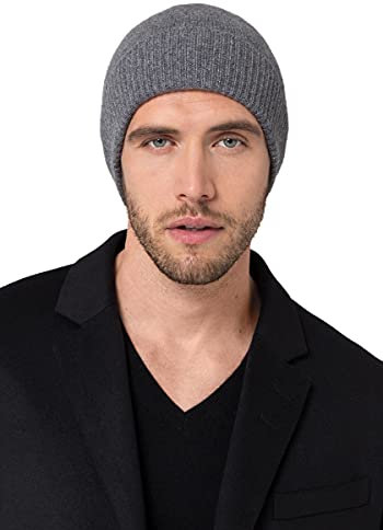 Style & Republic Sport Beanie, dunkelgraue Mütze aus 100% Kaschmir, Unisize mit 54 cm Bundumfang und 6,5 cm Umschlag, Herren