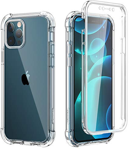 SURITCH Clear Case for iPhone 12 Pro Max 6.7【Built in Screen Protector】 360 Full Body Hybrid Protection Hard Shell+Soft TPU Rubber Bumper Rugged Case for iPhone 12 Pro Max 6.7 inch (Clear)