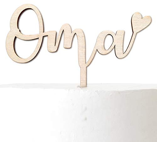 Cake Topper Oma aus Holz: Tortendeko Oma als Geschenk für Oma zum Geburtstag oder als Geschenk zum Muttertag - Topper Oma Kuchendeko