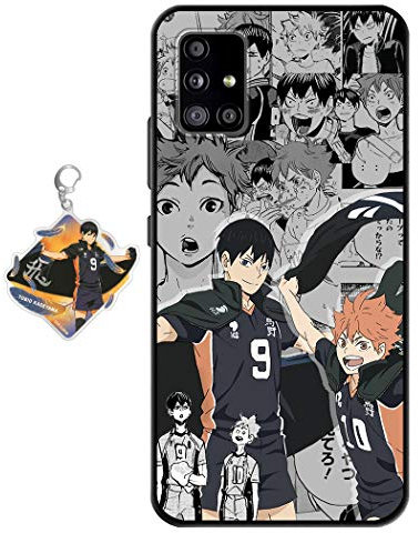 Staremeplz Hülle für Samsung Galaxy A51 Anime Handyhülle [Mit Schlüsselbund] Cartoons Volleyball Junior Silikon Sanft Bumper Case Hülle für Samsung Galaxy A51
