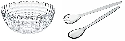 Guzzini, Xl Bol Tiffany, Ø30 x h13 cm & Couverts à Salade 28 Cm, 28 cm