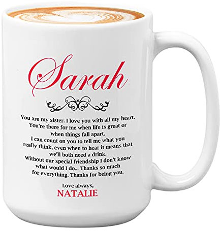 Bubble Hugs Kaffeetasse mit Aufschrift I Love You With All My Heart, englische Aufschrift Blood or Unbiological Family Soul Besties Kin Relationship, 425 ml, Weiß
