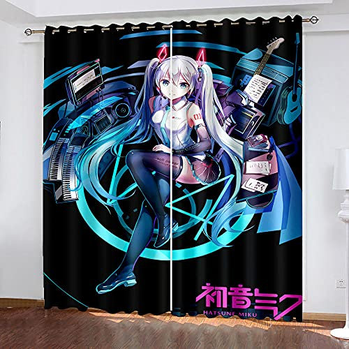 XKSJWY Verdunkelungsvorhang Kinderzimmer Junge Mädchen Blickdichter Ösenvorhang 3D Süßes Anime-Mädchen Muster Ösenschal 2Er Set 260X220Cm Vorhänge Schlafzimmer Thermo Gardinen Fensterdekoration