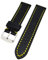 Uhrenarmband Glattleder gepolstert Farben und Stegbreiten wählbar (Schwarz mit gelber Naht, 22mm)