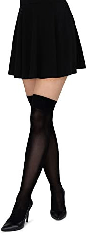 looksy nero donne coscia calze alte ragazze ginocchio alto caldo calza lungo stivale opaco sopra il ginocchio alto 100 DEN, Nero , S-M