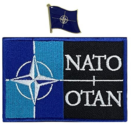 A-ONE Logo-Anstecknadel + NATO-Flaggen-Emblem, 2 Stück, Anstecknadel für Anzug, Militär-Stil, Patch Nr. 424P