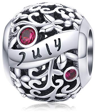 Lorrifal July 925 Sterling Silber Original Geburtsstein Charms passend für Pandora Armbänder Geburtstag Geschenk für Frauen Mädchen Mutter Tochter