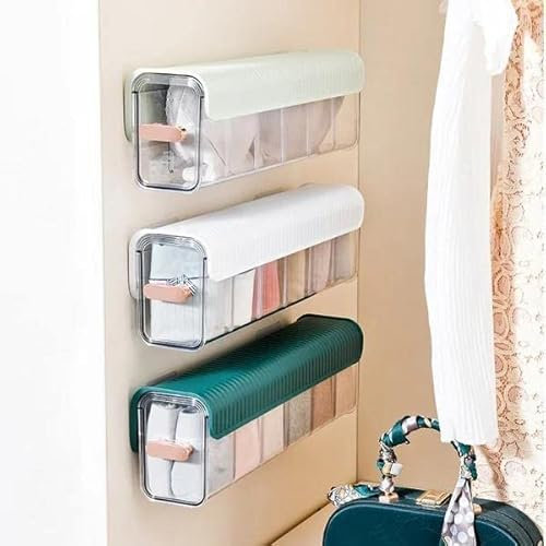 Stanzfreie Multifunktionale Aufbewahrungsbox,【Neu】3-In-1-UnterwäSche-Aufbewahrungsbox,6 FäCher,Wand-TüR-Aufbewahrungs-Organizer FüR Schlafzimmer,BüRo,Wohnzimmer,Kosmetik,Schreibwaren,Kleinigkeiten
