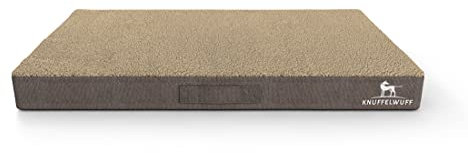 Knuffelwuff orthopädische Hundematte Ellenie aus Teddymaterial und Velours 79 x 60cm Beige - rutschfeste Unterboden - leicht zu reinigen - für große, mittelgroße und kleine Hunde