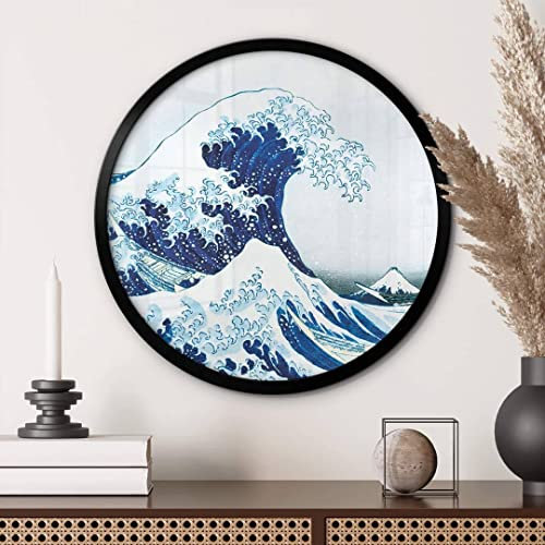 K&L Wall Art Kanagawa Japan Hokusai Poster Rund Die große Welle blau Wohnzimmer Bilder modern Kunstdruck