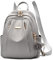 NICOLE & DORIS Rucksack Frauen Modern Rucksack Damen Groß Anti Diebstahl Rucksäcke PU Leder Wasserdichter Schulrucksack Cityrucksack Daypack für Reisen Freizeit Arbeit Grau