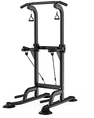 Power Tower Dip Station Kraftturm,Leiblsufo Kraftstation für Zuhause mit Klimmzugstange/Liegestützgriffe/Power Ropes, Höhenverstellbar