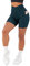 RXRXCOCO Damen Cross Waist Gerippte Kurze Sporthose mit Handytasche Nahtlos Gym Sport Shorts Kurze Laufhose Radlerhose Dunkelgrün Size L