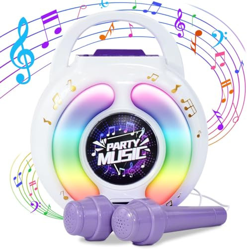YYDeek Karaoke Machine for Kids, Portable Singing Machine Karaoke Toys with 2 Microphone, Kids Karaoke Machine for Girls 4-12, Party Favor Birthday Gifts for Toddlers 3 4 5 6 Years Old