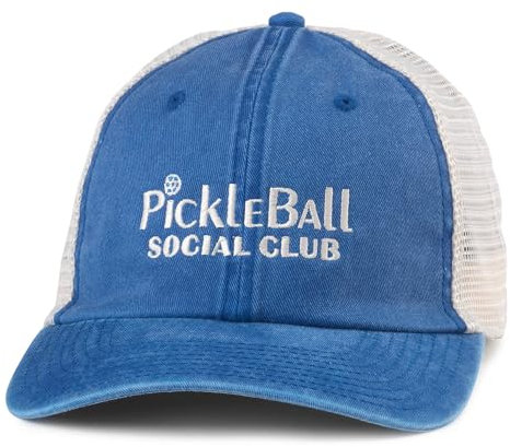 AMERICAN NEEDLE Unisex Pickleball Windale Baseballmütze mit verstellbarer Schnalle, Netzstoff, Elfenbein/Königsblau, Einheitsgr��e