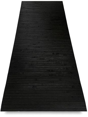 Tex family Woody Bambus-Teppich, rutschfest, vielseitig einsetzbar, Küche, Bad, Eingangsbereich (50 x 180 cm, Schwarz