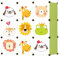 Kids Collective Modularer Schrank für Kinder, 9 Türen mit Märchendruck, Kombischrank, Steckregal, 3 kg Kammerkapazität, Polypropylenplatten, schimmel- und wasserbeständig, 110 x 37 x 110 cm in grün