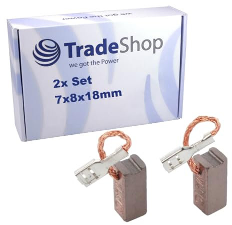 2x Trade-Shop Bronzekohlen Kohlebürsten Motorkohlen 7 x 8 x 18mm für Akku-Säbelsäge, Kreissäge, Bohrhammer, Meißelhammer, Ersatz für Bosch 2610943623