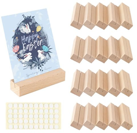 Carehabi Tischkartenhalter Holz mit Doppelseitigen Klebstoff für Hochzeiten, Restaurants Bankette, 20 Stück